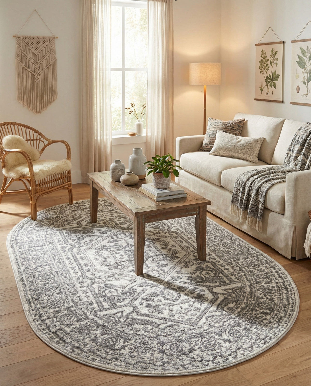 Charleston Elegance Collection Area Rug - Harborview Oval White  lifestyle 200
