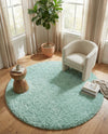 Eternal Plush Oasis Collection Area Rug -  Tranquility (Cyan) Round Cyan  lifestyle 53