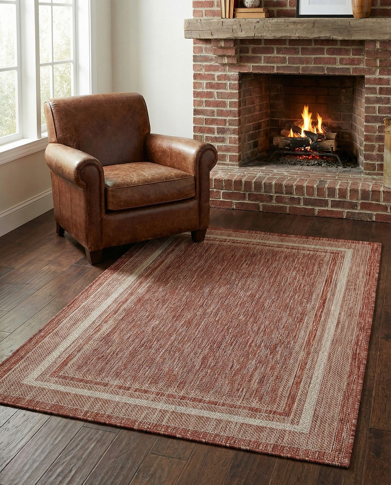 Terrace Fringe Collection Area Rug - Veranda (Rust Red) Rectangle Rust Red  lifestyle 38