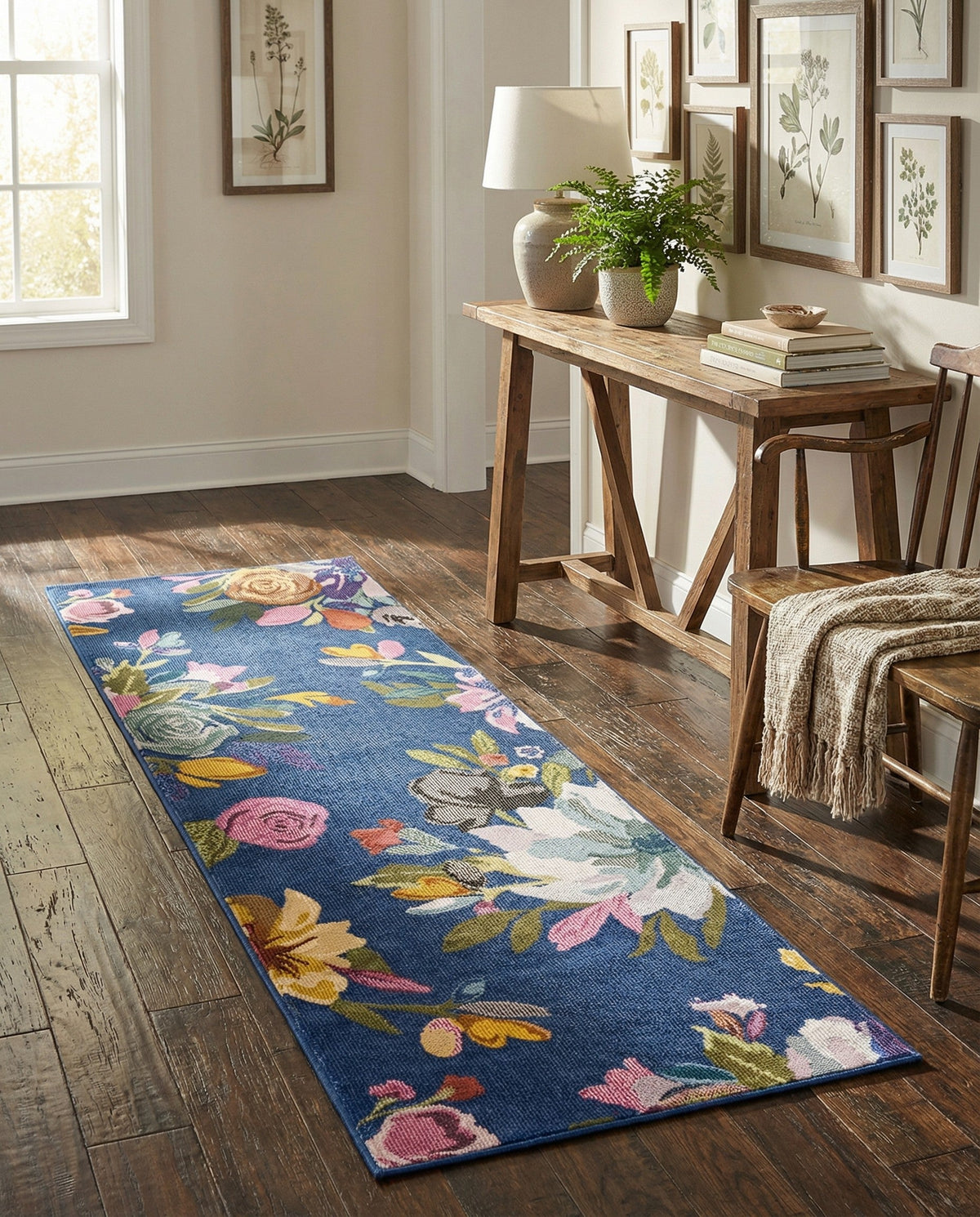 Meadow Breeze Collection Area Rug - Wildflower Runner Blue  lifestyle 52