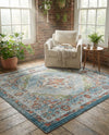 Savannah Soiree Collection Area Rug - Serengeti (Blue) Square Blue  lifestyle 33
