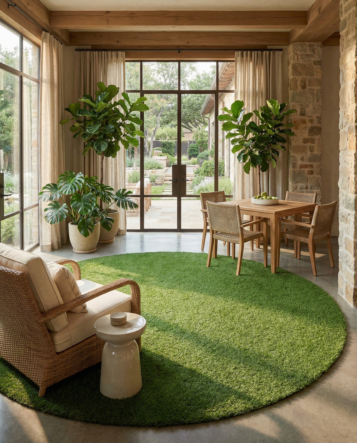 Meadow Retreat Collection Area Rug - Glen Round Green  lifestyle 160