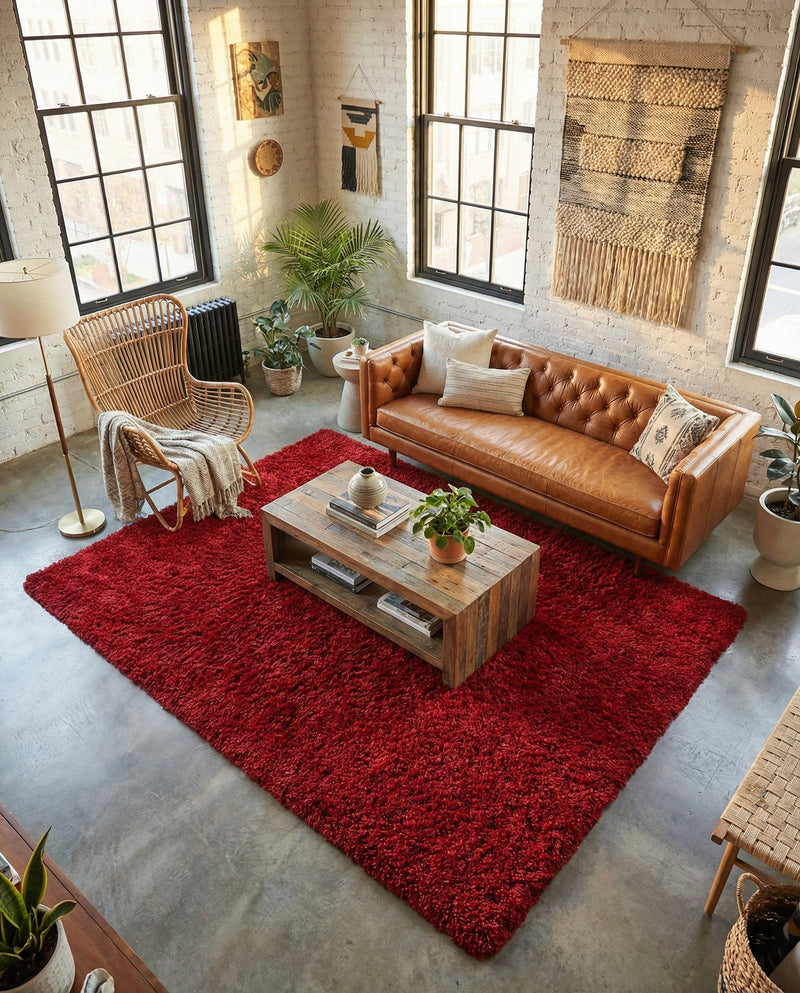 Eternal Plush Oasis Collection Area Rug -  Tranquility (Merlot) Rectangle Merlot  lifestyle 23