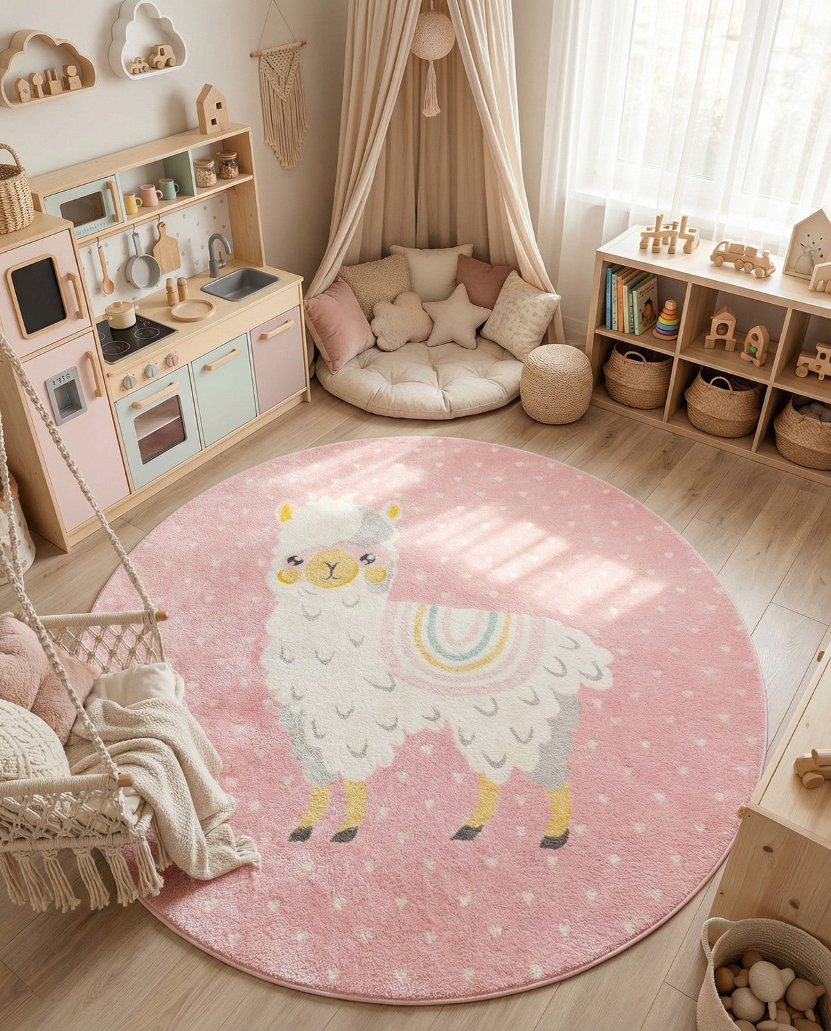 Wonder Tykes Collection Area Rug -  Marvel Round Pink  lifestyle 81