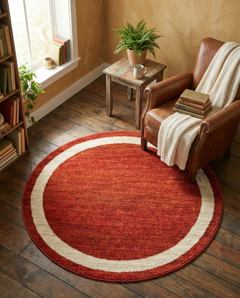 Studio Haven Collection Area Rug -  Alcove (Terracotta) Round Terracotta  lifestyle 53