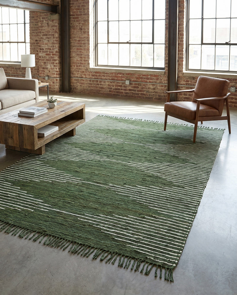 Thar Cotton Collection Area Rug - Jaisalmer (Green) Rectangle Green  lifestyle 18