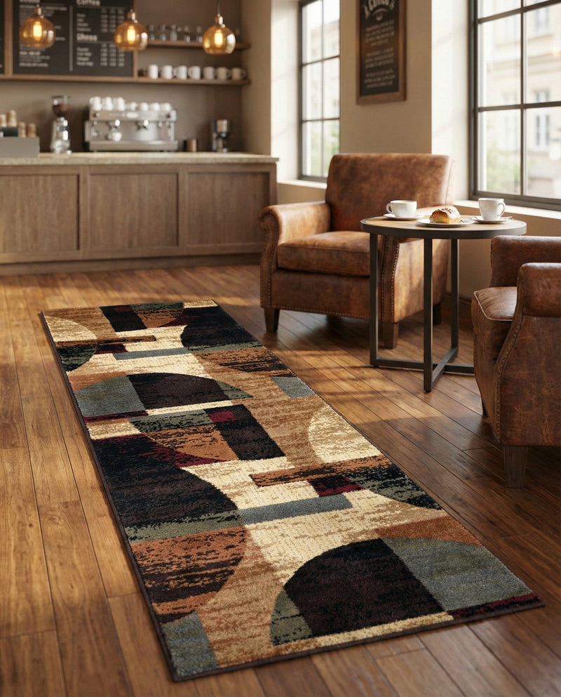 Bistro Lounge Collection Area Rug -  Latte Runner Multi  lifestyle 59