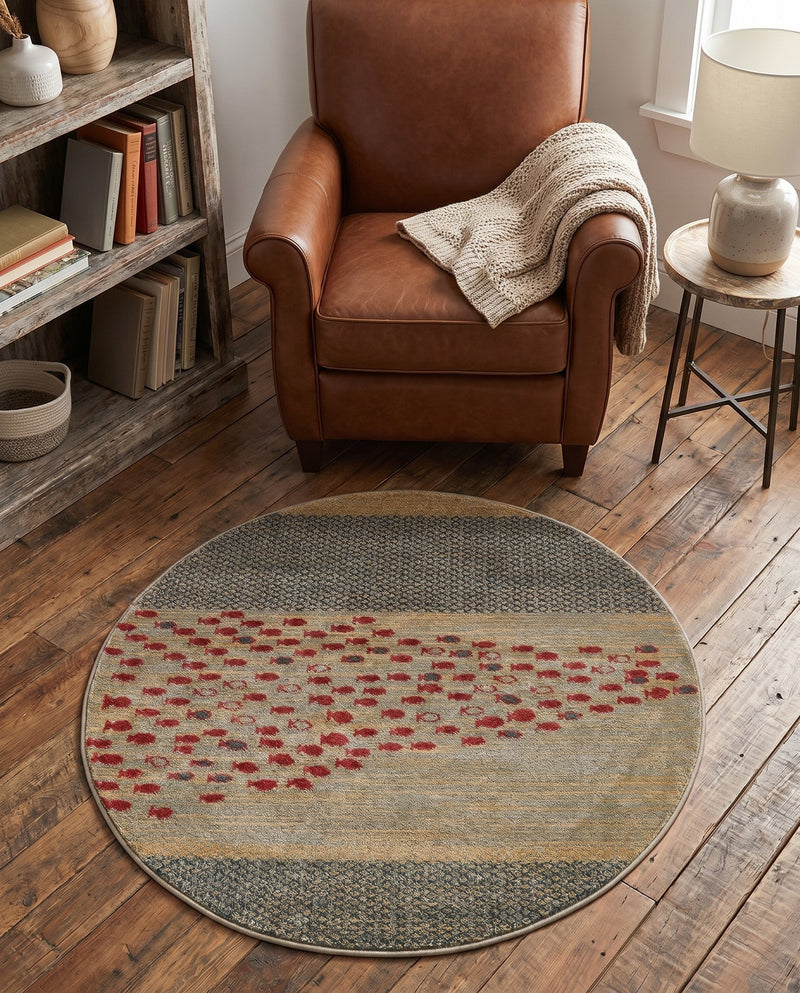 Zagros Oasis Collection Area Rug -  Kermanshah Round Blue  lifestyle 61