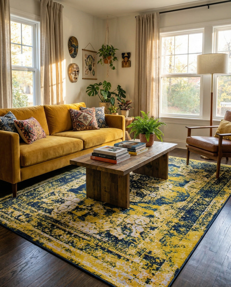 Riviera Elegance Collection Area Rug -  Menton (Navy Blue) Rectangle Navy Blue  lifestyle 4