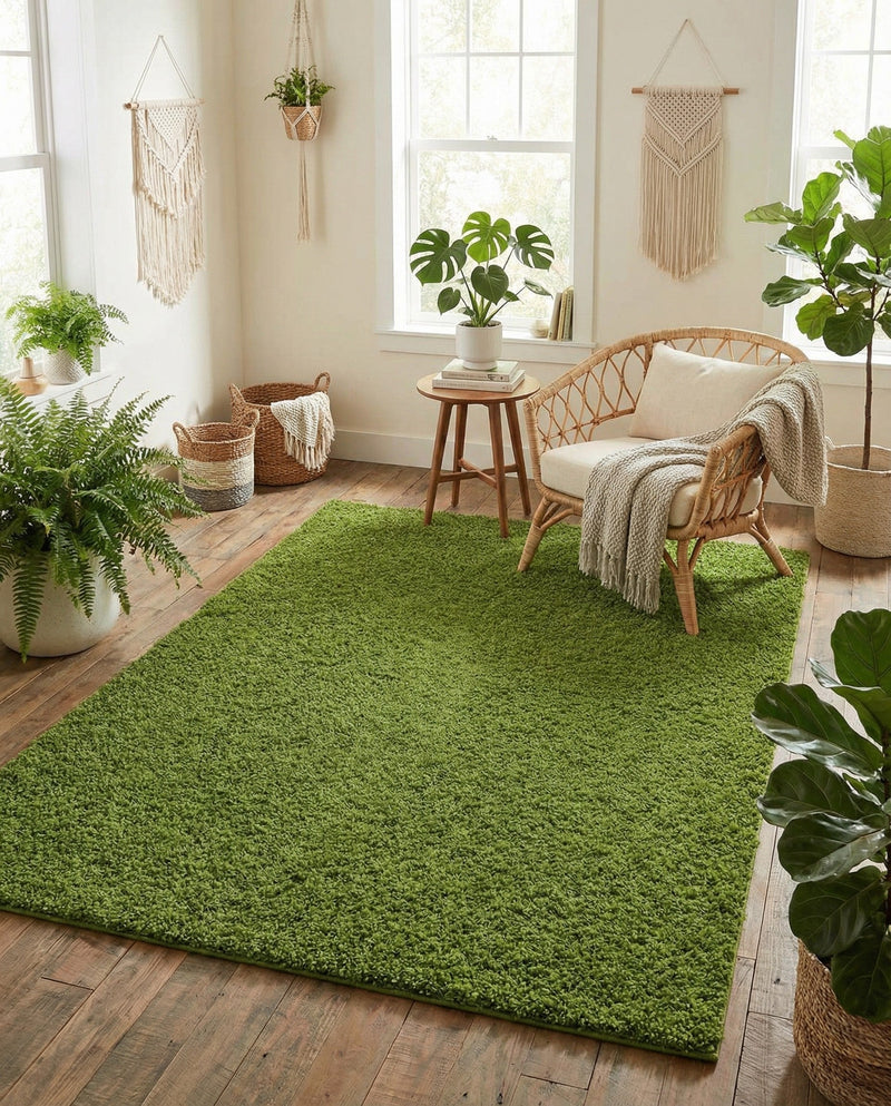 Plush Oasis Collection Area Rug - Serenity (Grass Green) Rectangle Grass Green  lifestyle 19