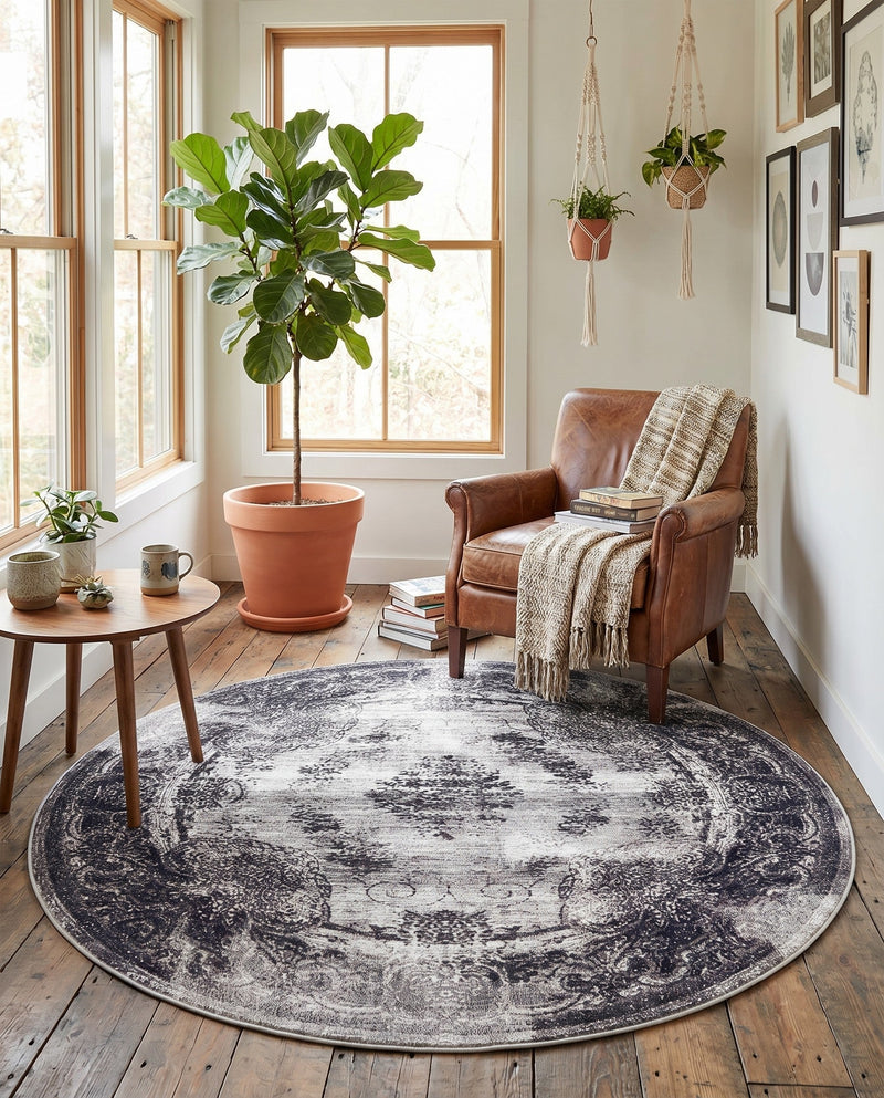 Copenhagen Comfort Collection Area Rug -  Roskilde Round Gray  lifestyle 52