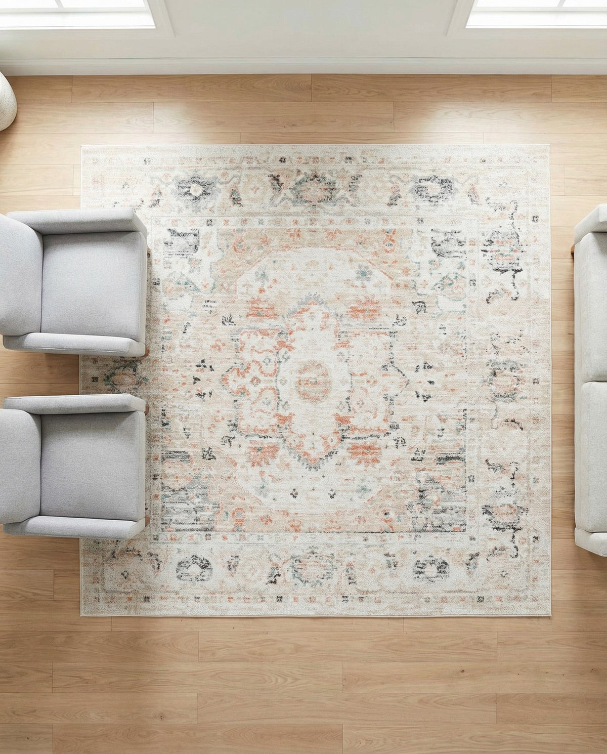 Parisian Elegance Collection Area Rug - Versailles (Ivory) Square Ivory  lifestyle 125