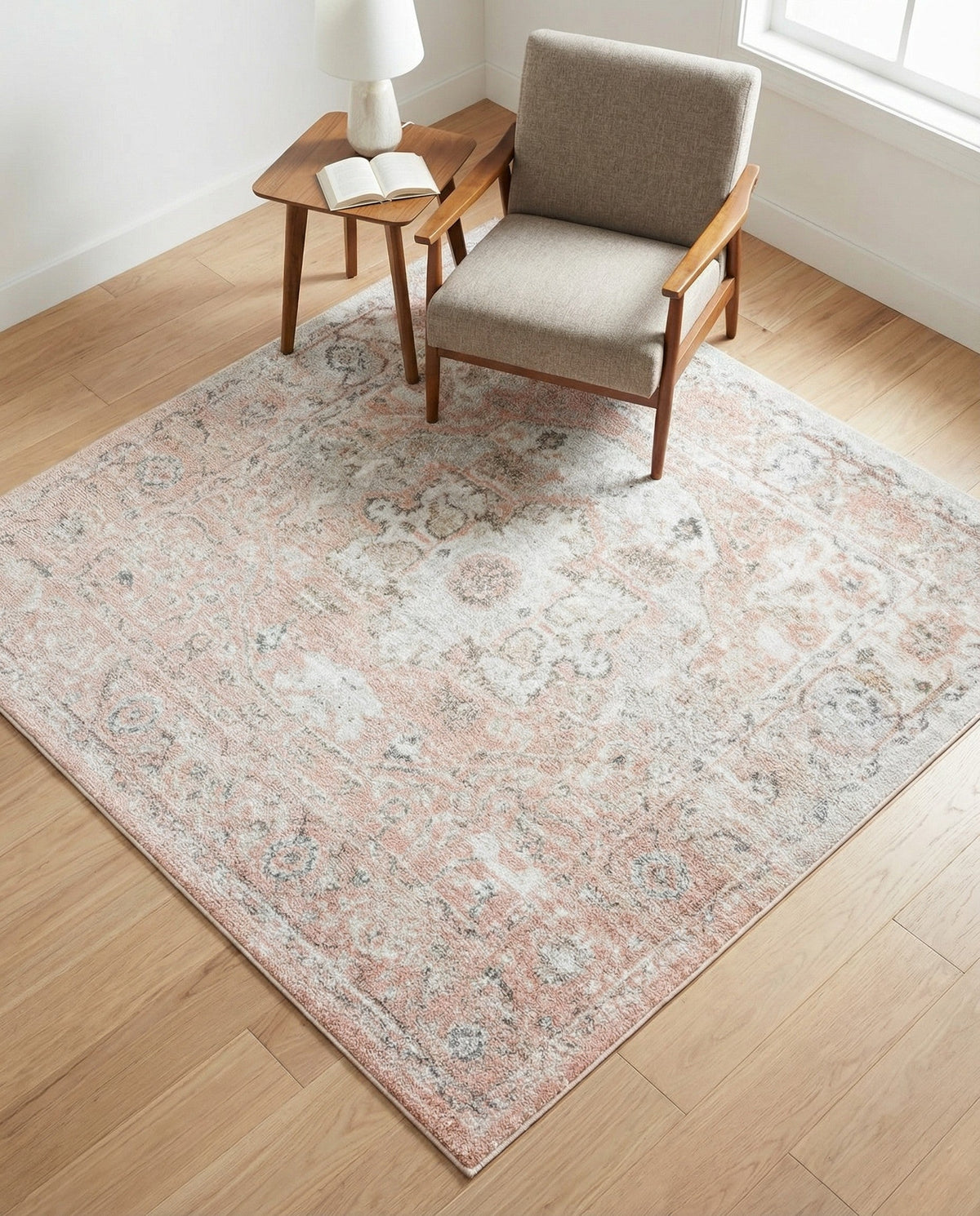 Parisian Elegance Collection Area Rug - Versailles (Rose Pink) Square Rose Pink  lifestyle 111