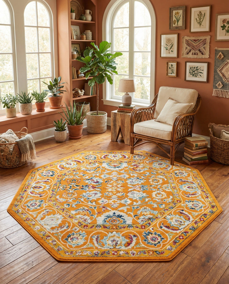 Adriana Terrace Collection Area Rug -  Positano (Orange) Octagon Orange  lifestyle 46