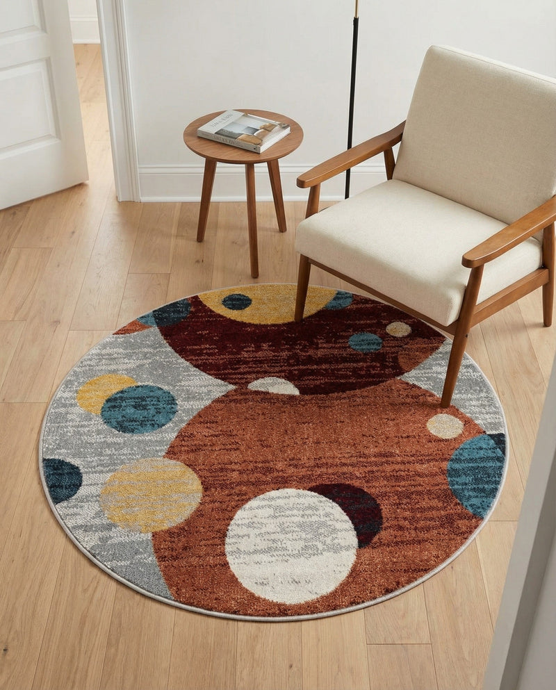 Aegean Elegance Washables Collection Area Rug -  Crete Round Multi  lifestyle 71