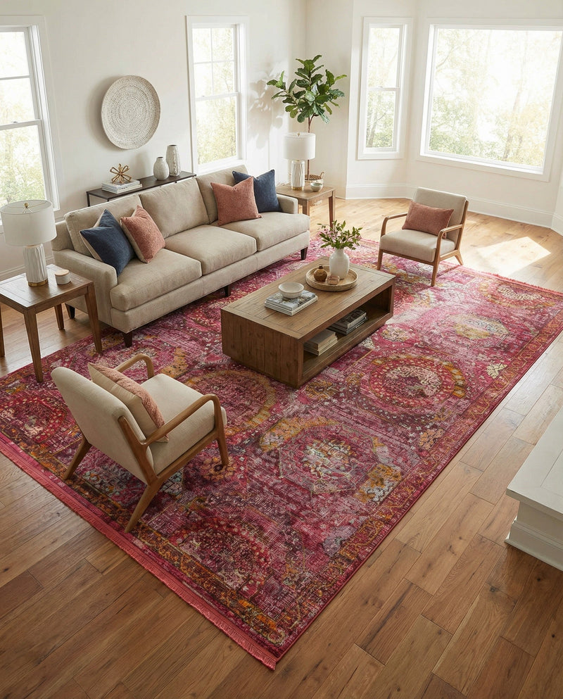 Caribbean Breeze Collection Area Rug -  Lucia Rectangle Pink  lifestyle 40