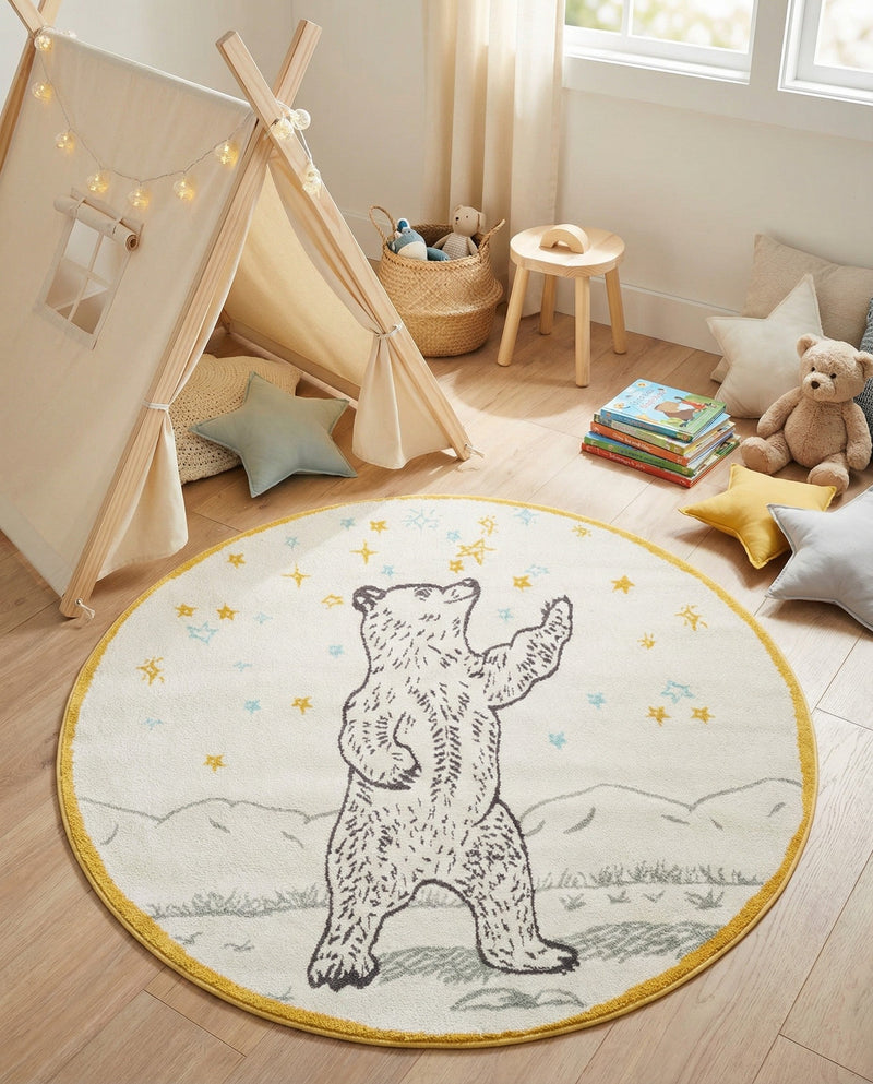 Wonder Tykes Collection Area Rug -  Pixie Round Ivory and Gray  lifestyle 38