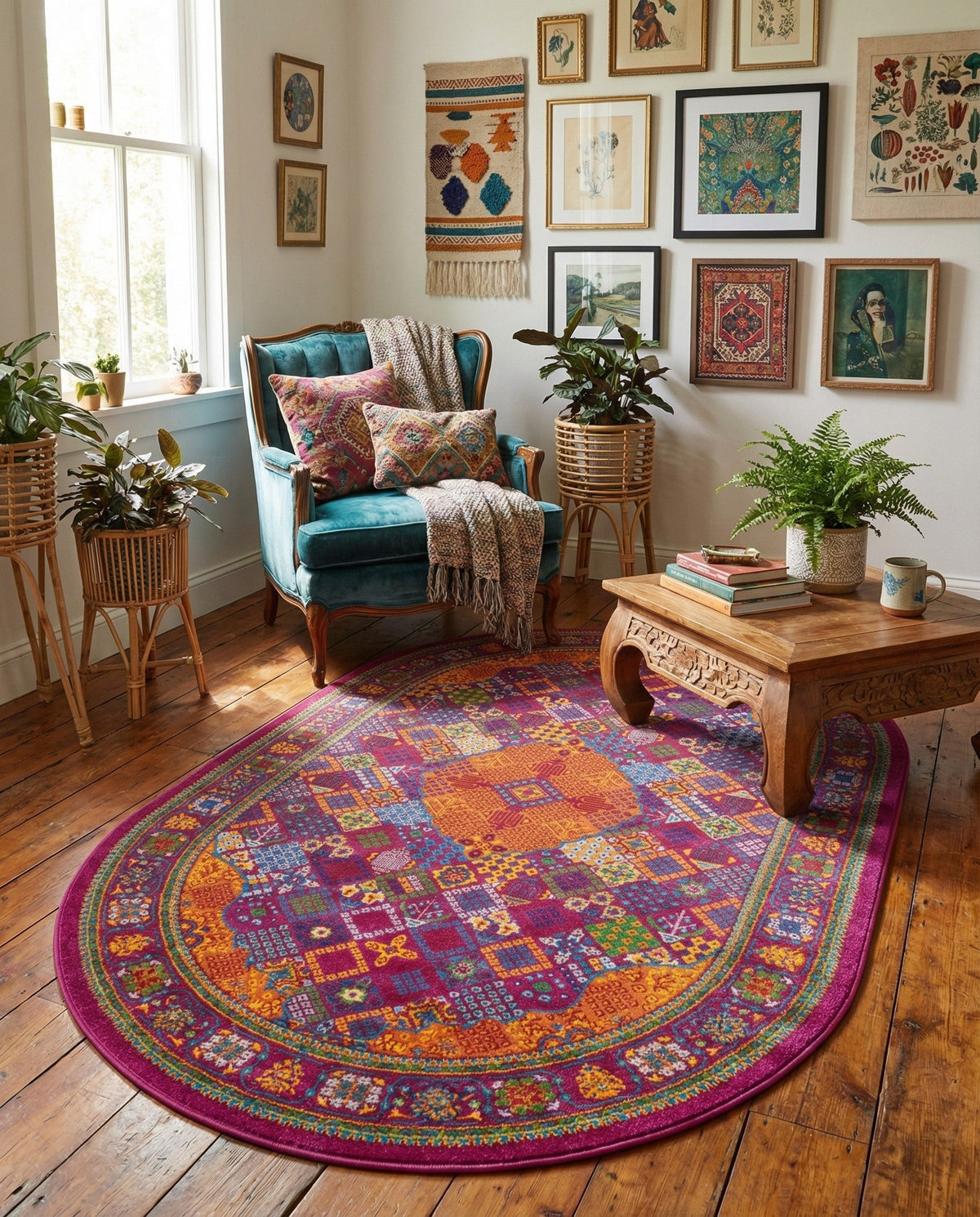Caribbean Cove Collection Area Rug -  Mustique Oval Fuchsia  lifestyle 151