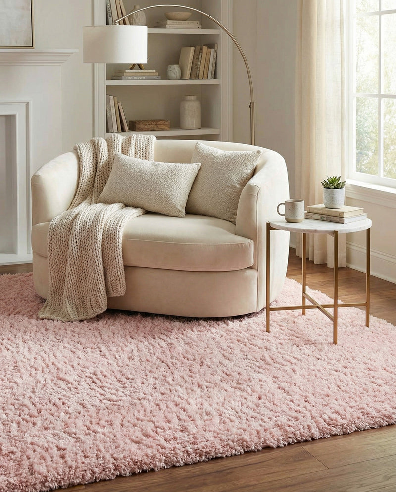 Eternal Plush Oasis Collection Area Rug -  Tranquility (Pink Lace) Square Pink Lace  lifestyle 57