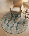 Seville Stripes Collection Area Rug -  Granada (Blue) Round Blue  lifestyle 66
