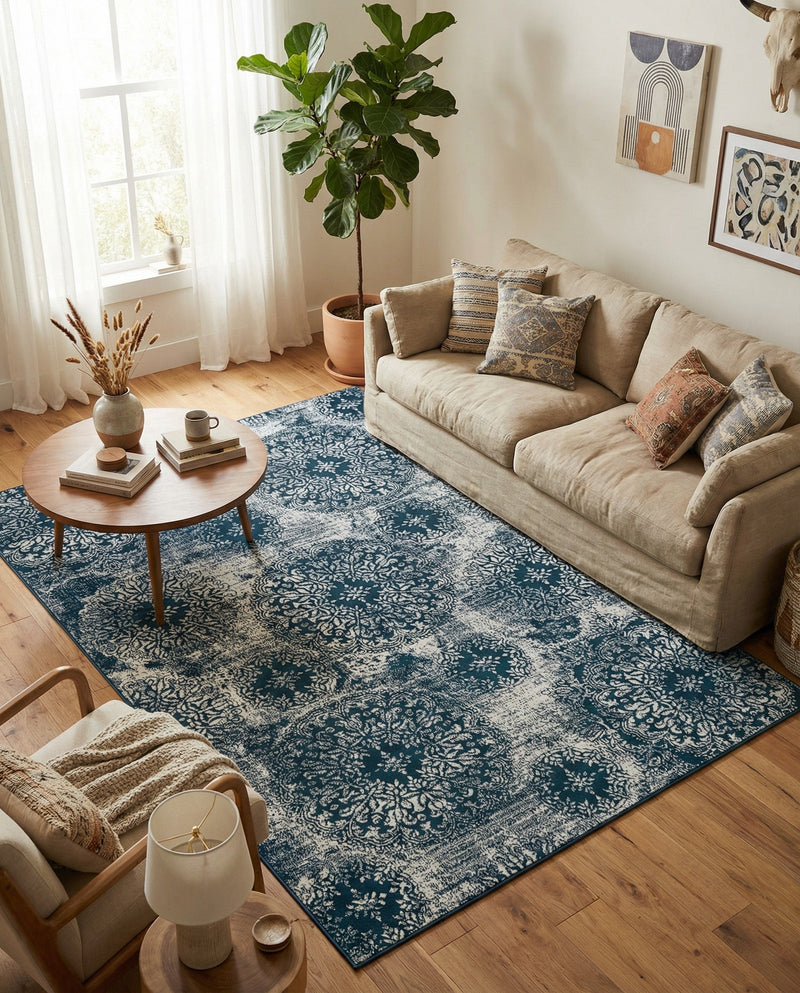 Riviera Elegance Collection Area Rug -  Monaco (Blue) Rectangle Blue  lifestyle 14