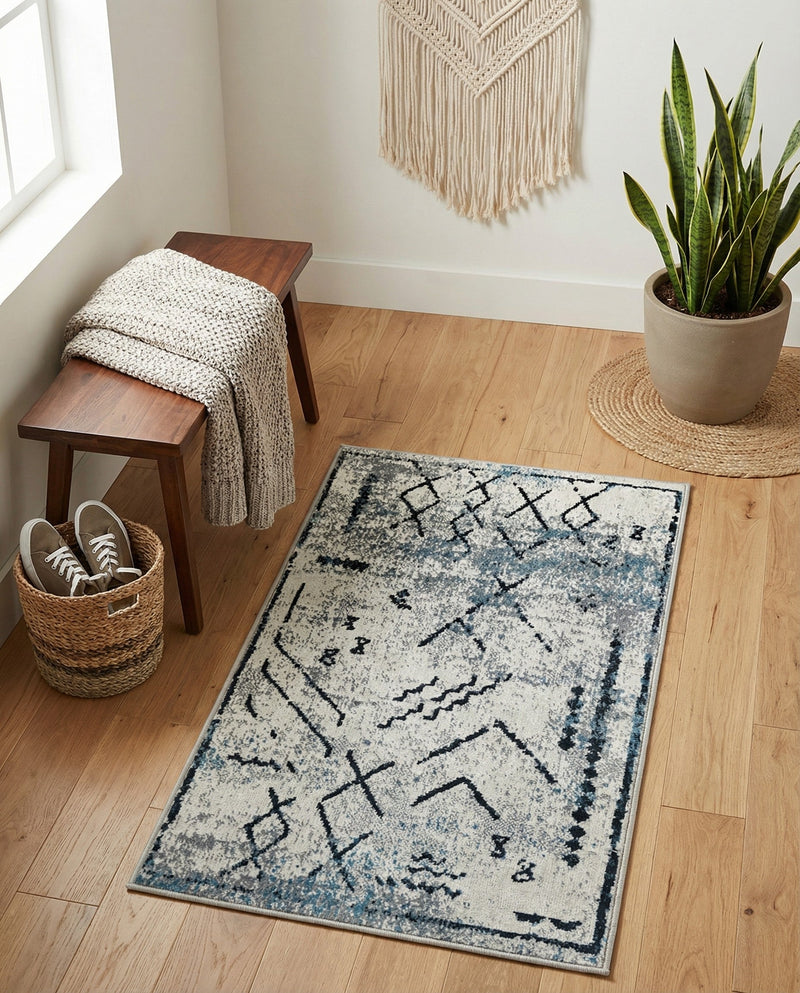 Aegean Elegance Washables Collection Area Rug - Santorini Rectangle Ivory Gray  lifestyle 50
