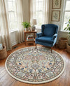 Persian Elegance Collection Area Rug -  Kerman (Ivory) Round Ivory  lifestyle 24