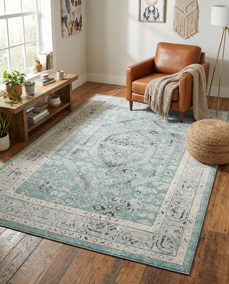 Adriana Terrace Collection Area Rug - Capri (Aqua) Rectangle Aqua  lifestyle 13