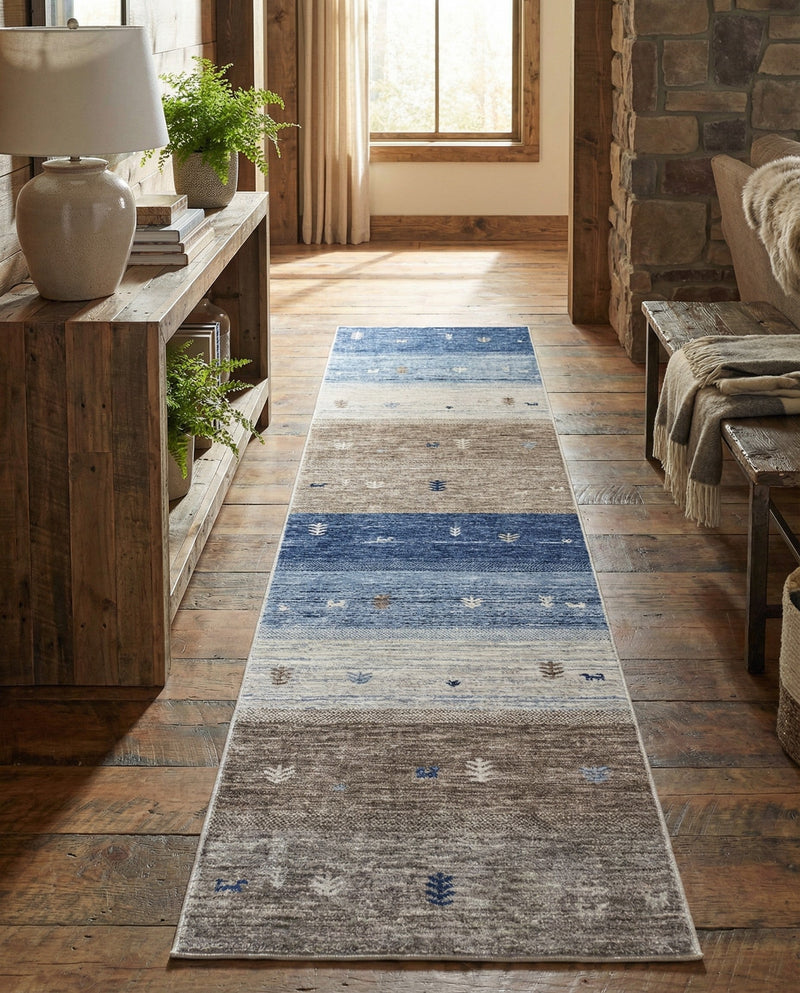 Zagros Shades Collection Area Rug -  Sisakht Runner Blue Gray  lifestyle 48