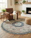 Brighton Terrace Collection Area Rug - Hove (Gray) Round Gray  lifestyle 51