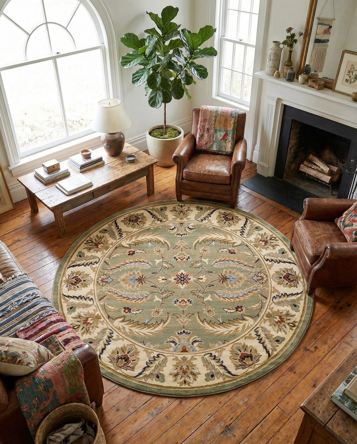 Jaipur Elegance Collection Area Rug -  Lal Round Green  lifestyle 151