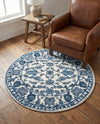 Charleston Elegance Collection Area Rug -  Seaport (White Blue) Round White Blue  lifestyle 68