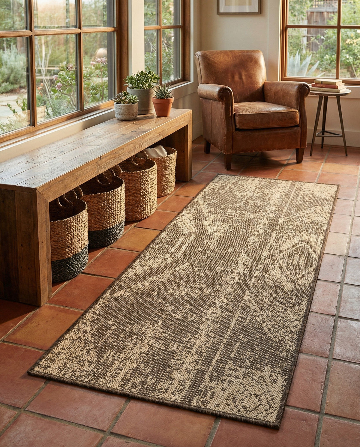 Sahara Sands Collection Area Rug -  Berenice Runner Natural and Brown  lifestyle 48
