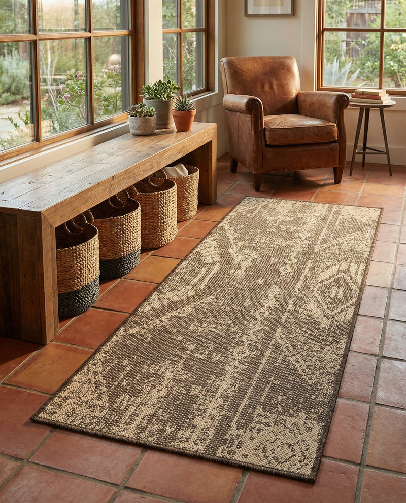 Sahara Sands Collection Area Rug -  Berenice Runner Natural and Brown  lifestyle 48