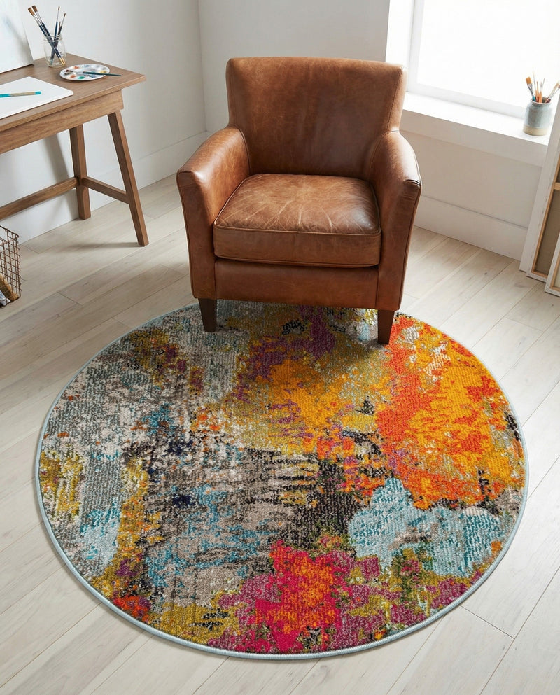 Colorburst Oasis Collection Area Rug -  Spectrum Round Multi  lifestyle 77