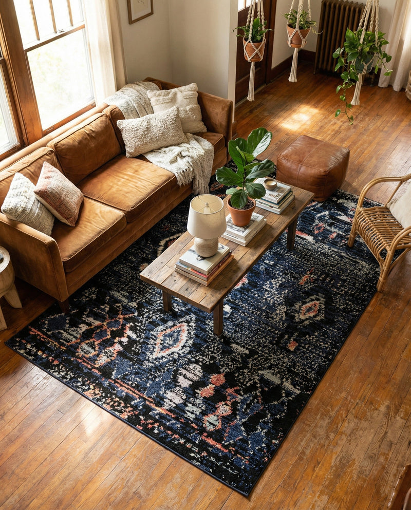 Tangier Treasures Collection Area Rug - Casablanca Rectangle Navy Blue  lifestyle 21