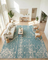 Desert Nomad Terrace Collection Area Rug - Sahara (Light Aqua) Square Light Aqua  lifestyle 74