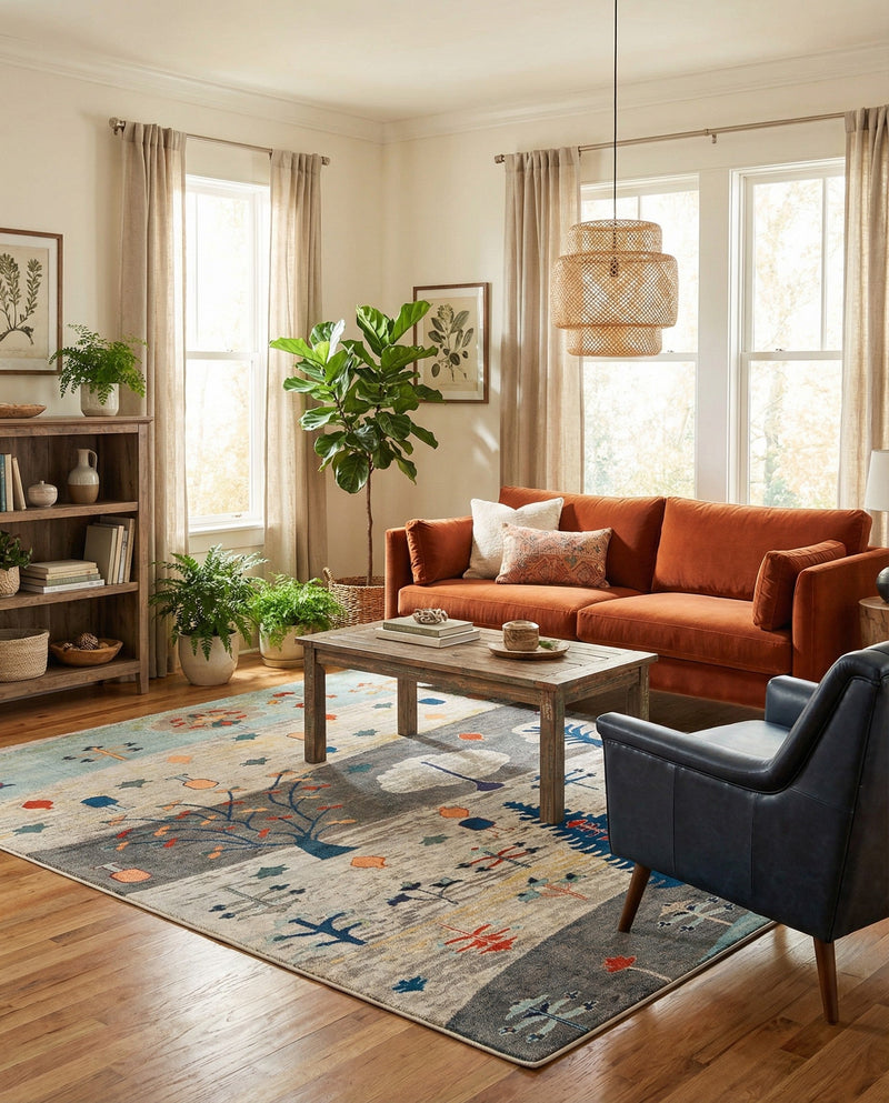 Colorburst Oasis Collection Area Rug -  Mosaic Square Ivory Gray Blue  lifestyle 37
