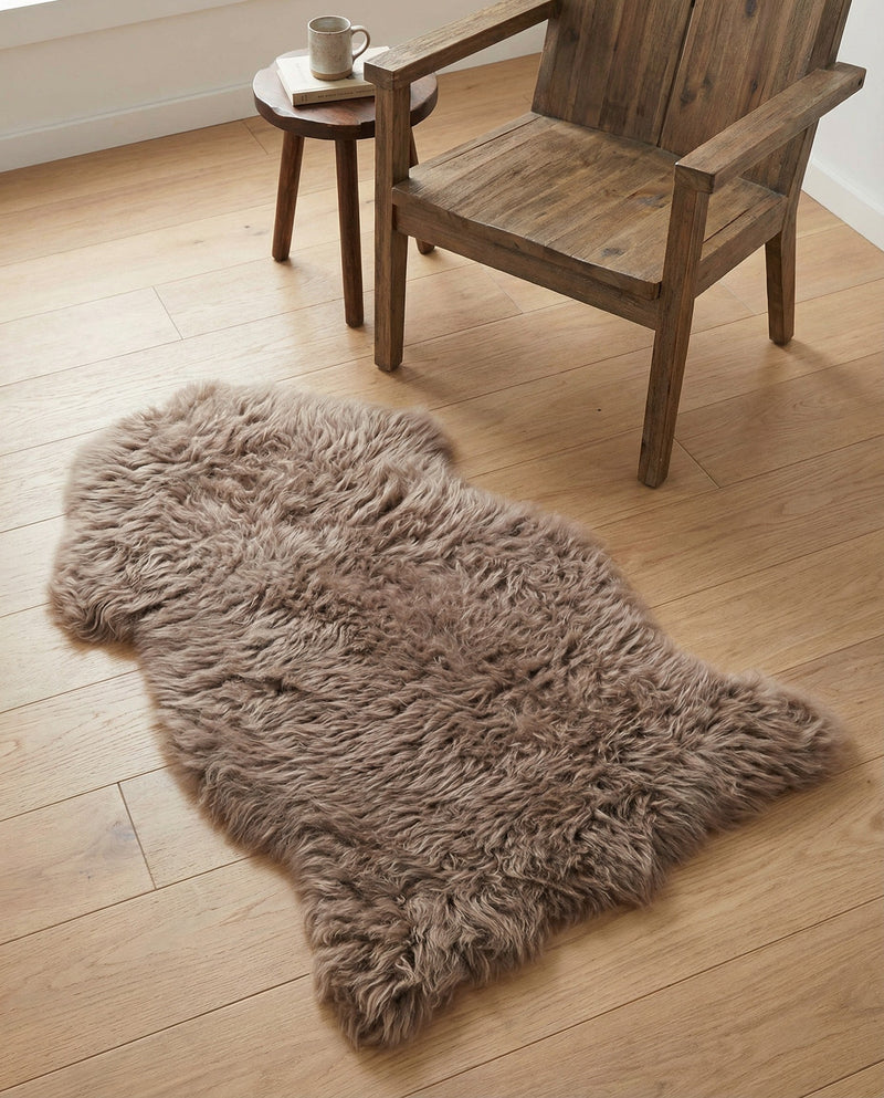 Arctic Lambskin Luxe Collection Area Rug - Tundra Rectangle Beige  lifestyle 43