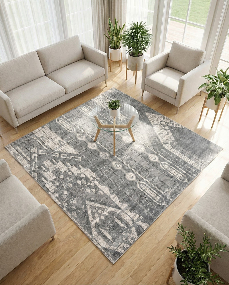 Cascade Range Collection Area Rug - Hood (Gray) Square Gray  lifestyle 40