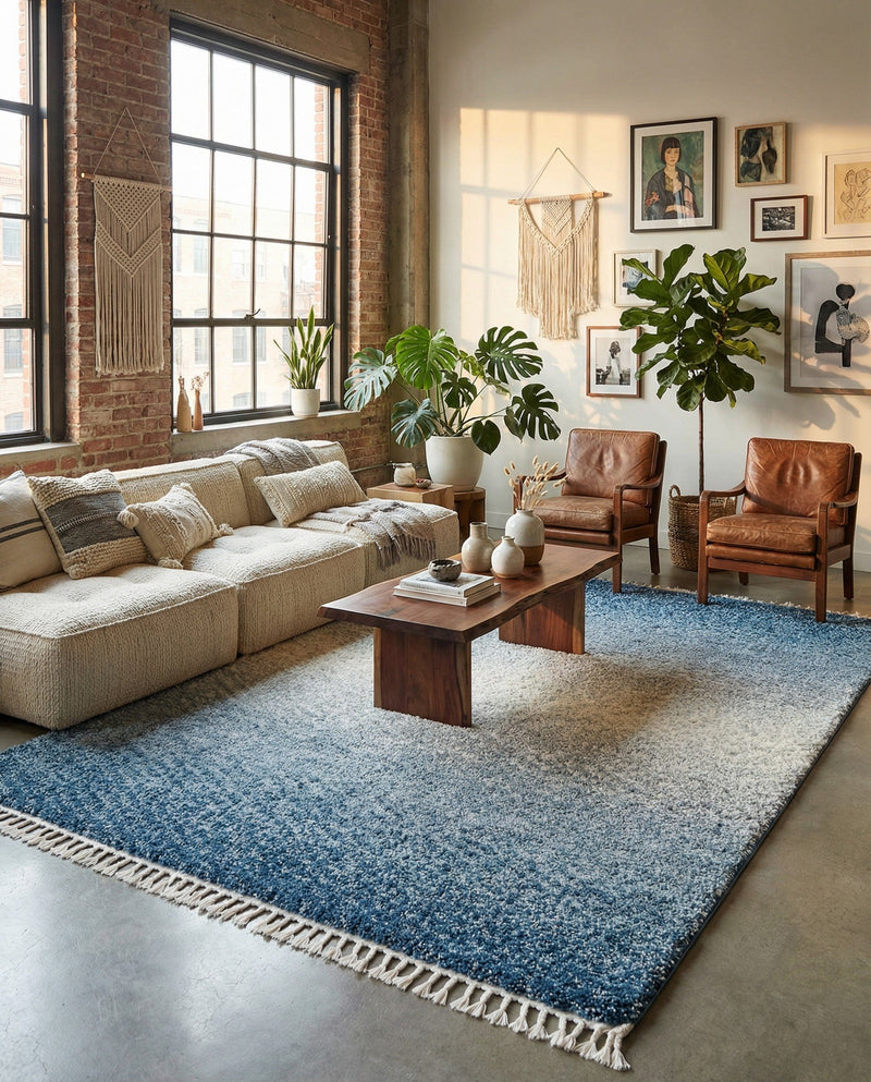 Cozy Cove Shag Collection Area Rug -  Lagoon Rectangle Blue  lifestyle 30