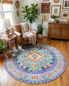 Heritage Elegance Collection Area Rug -  Taj Round Blue  lifestyle 63