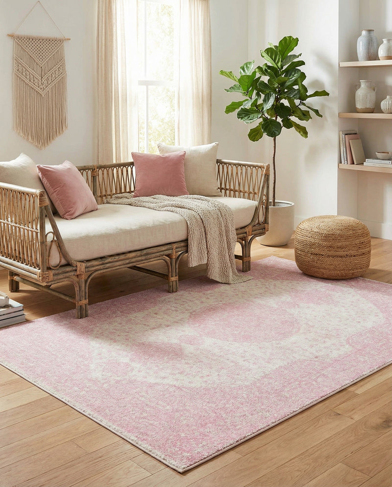 Dover Terrace Collection Area Rug - Marina (Pink) Rectangle Pink  lifestyle 12