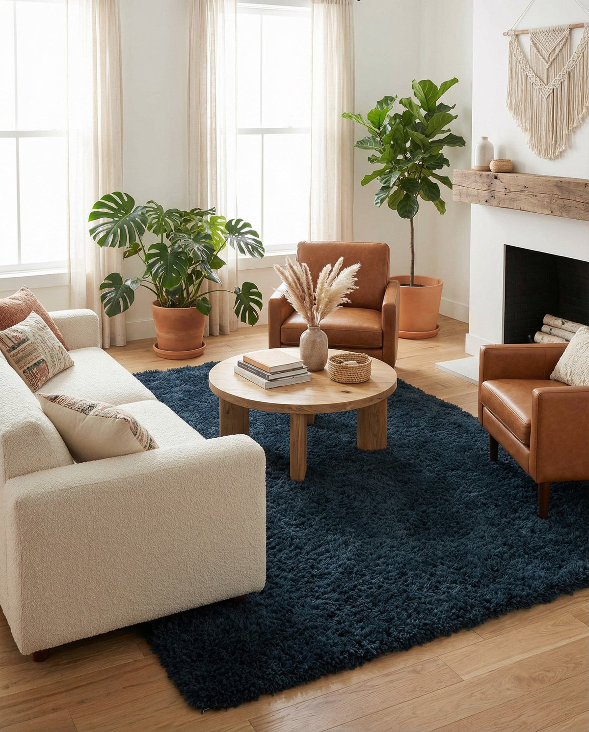 Eternal Plush Oasis Collection Area Rug -  Tranquility (Cobalt) Rectangle Cobalt  lifestyle 6