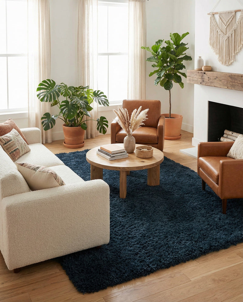 Eternal Plush Oasis Collection Area Rug -  Tranquility (Cobalt) Rectangle Cobalt  lifestyle 6