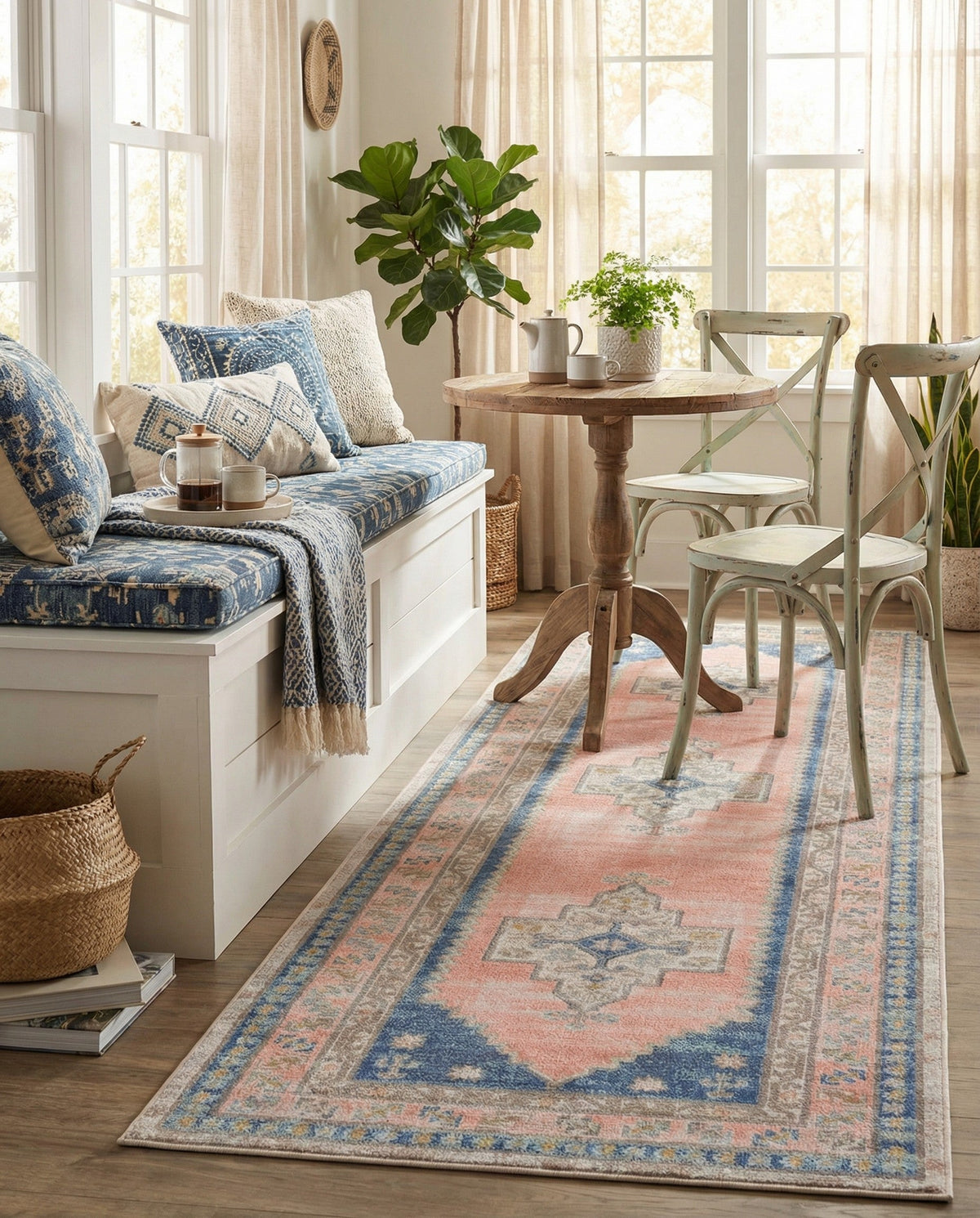 Savannah Series Collection Area Rug -  Augusta (French Blue) Runner French Blue  lifestyle 78