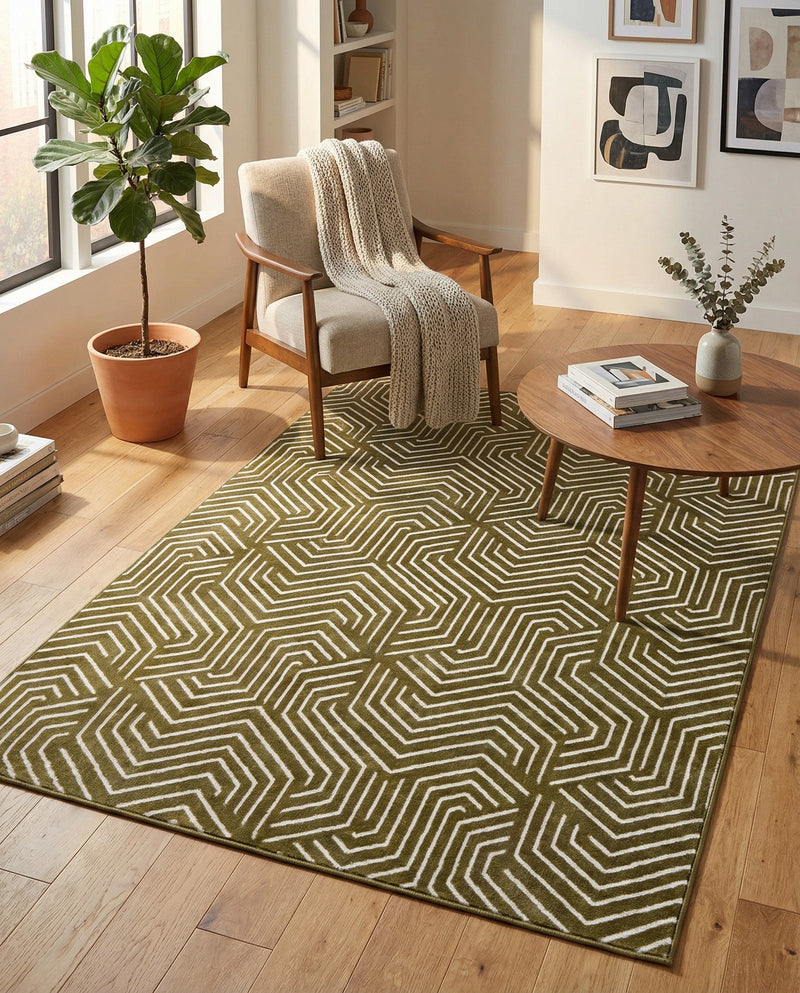 Aravalli Collection Area Rug - Udaipur Rectangle Olive Green  lifestyle 20