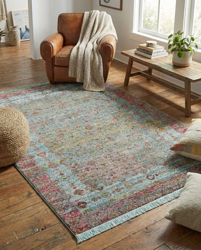 Caribbean Breeze Collection Area Rug -  Juniper Rectangle Blue  lifestyle 12