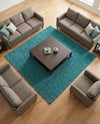 Plush Oasis Collection Area Rug - Serenity (Deep Aqua Blue) Square Deep Aqua Blue  lifestyle 74