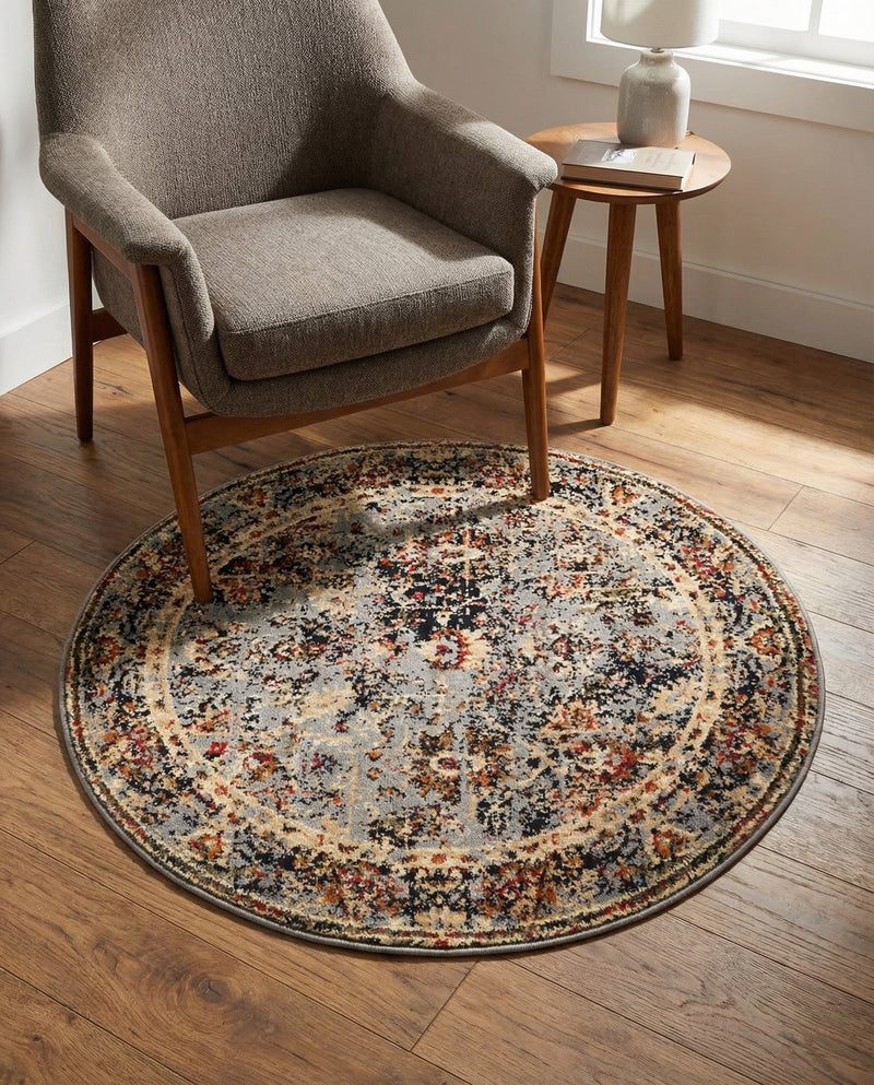 Neptune Elegance Collection Area Rug -  Galatea (Blue) Round Blue  lifestyle 63
